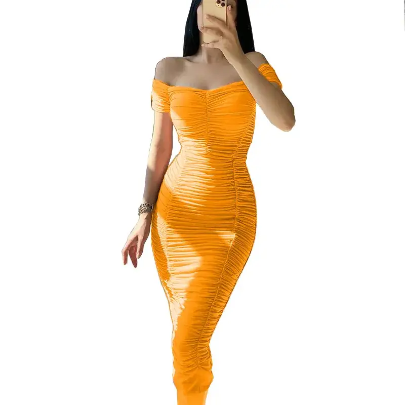 Off-Shoulder Pleated Summer Dress for Women - Image 6