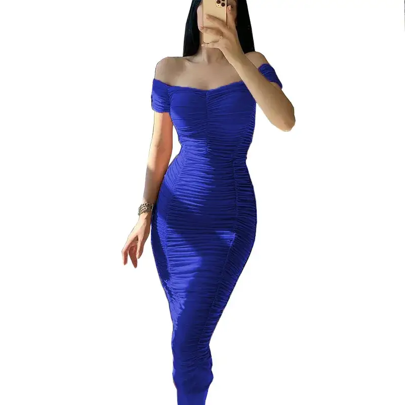 Off-Shoulder Pleated Summer Dress for Women - Image 7