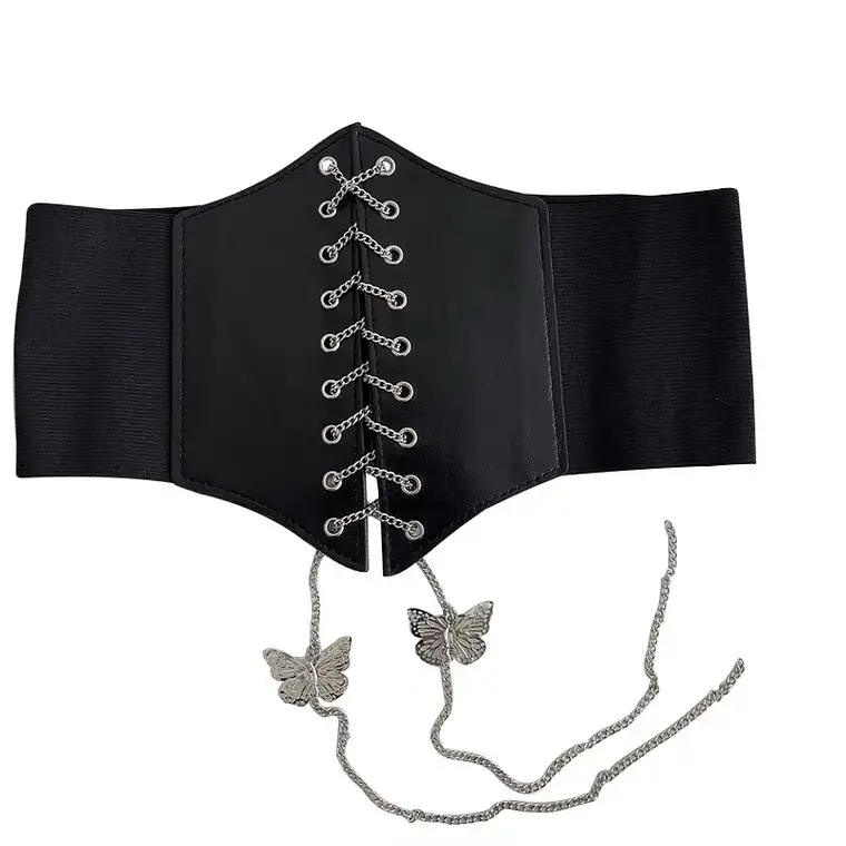 Black Butterfly Belt with Lace & Chain for Women - Image 7