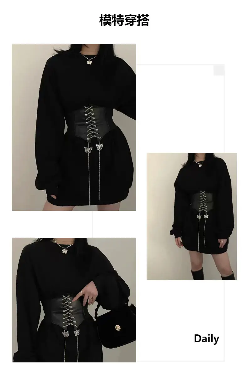 Black Butterfly Belt with Lace & Chain for Women β feature 5