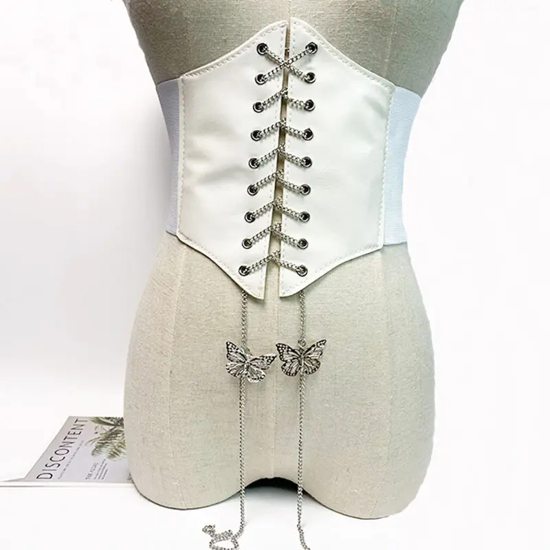 Black Butterfly Belt with Lace & Chain for Women - Image 2