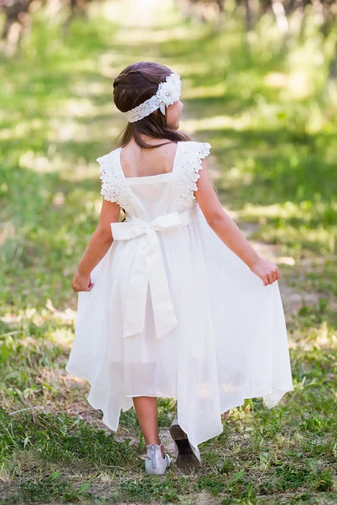 White Lace Irregular Skirt Dress for Girls Middle Age — feature 13