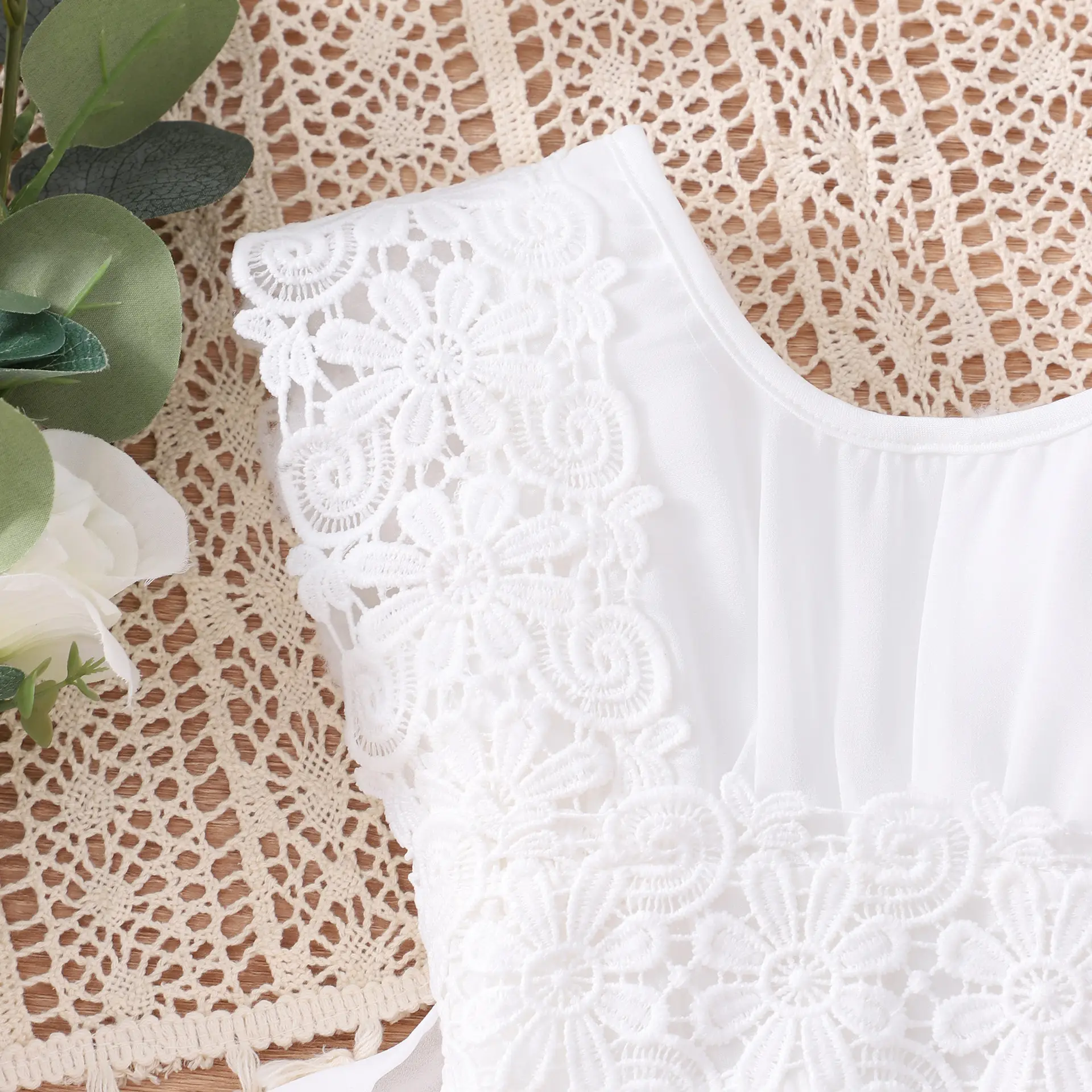 White Lace Irregular Skirt Dress for Girls Middle Age — feature 6