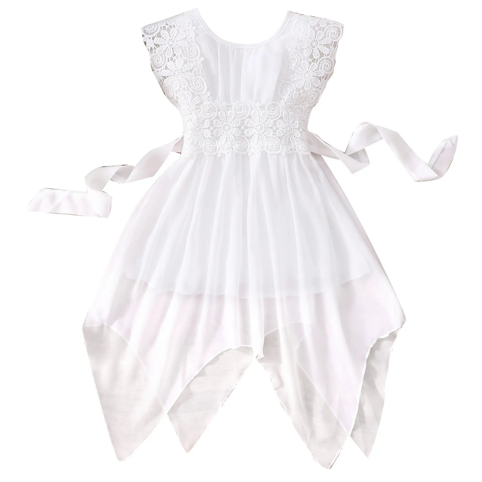 White Lace Irregular Skirt Dress for Girls Middle Age — feature 7