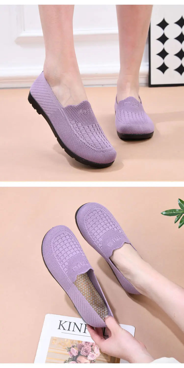 Spring and Summer Old Beijing Cloth Shoes Women's Mesh Shoes Breathable Mesh Shoes for Middle-aged and Elderly Moms Shoes Shallow Mouth Flat Shoes Non-slip Soft Sole — feature 7