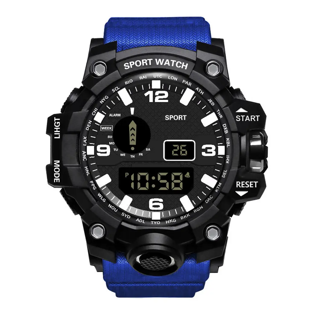 Men's Waterproof Sports Digital Watch Black 10.58 Display