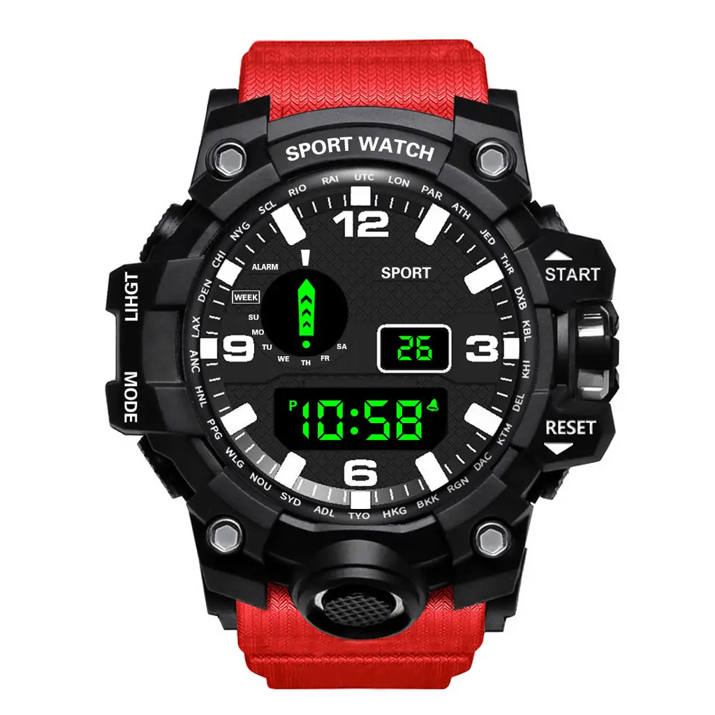 Men's Waterproof Sports Digital Watch Black 10.58 Display