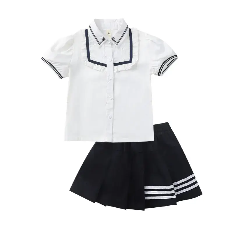 Kids School Uniform Set British Style Boys Girls Summer Class - Image 7