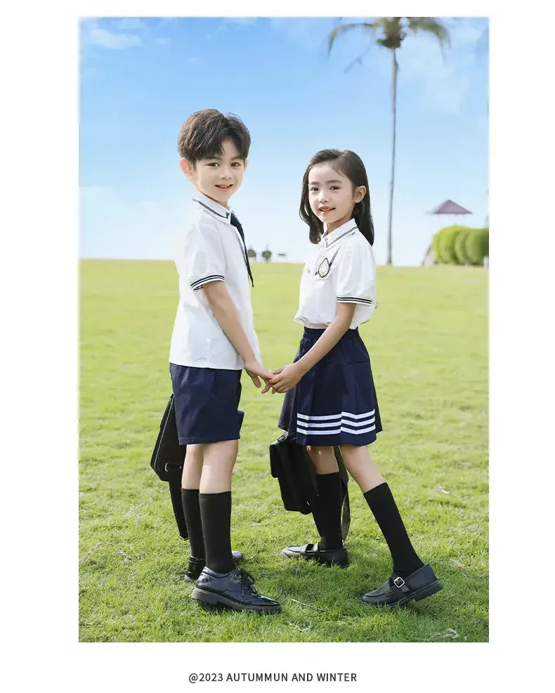 Kids School Uniform Set British Style Boys Girls Summer Class — feature 10