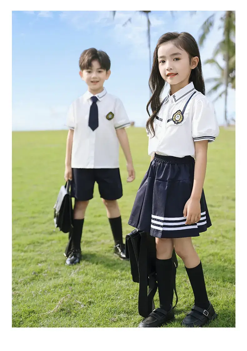 Kids School Uniform Set British Style Boys Girls Summer Class — feature 11