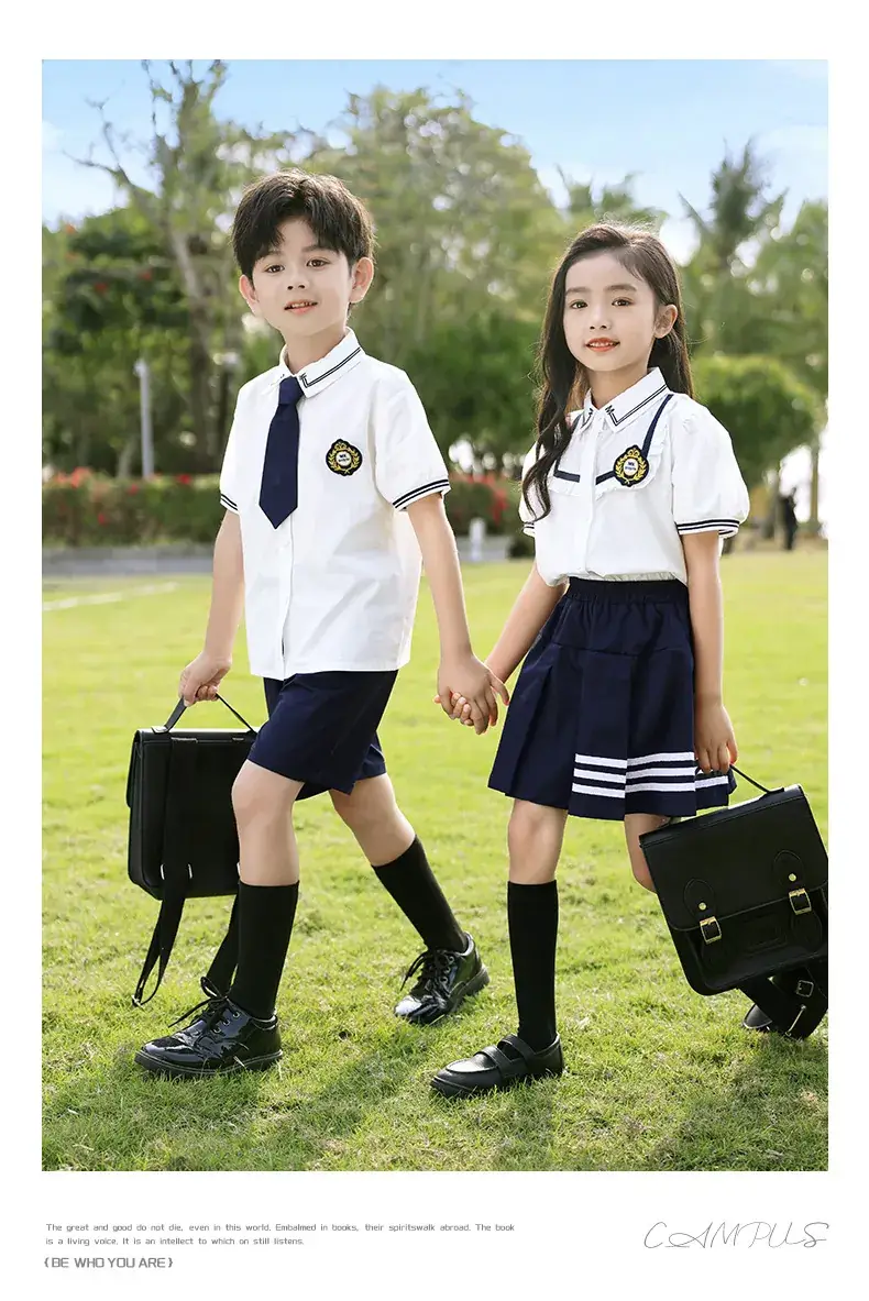 Kids School Uniform Set British Style Boys Girls Summer Class — feature 12