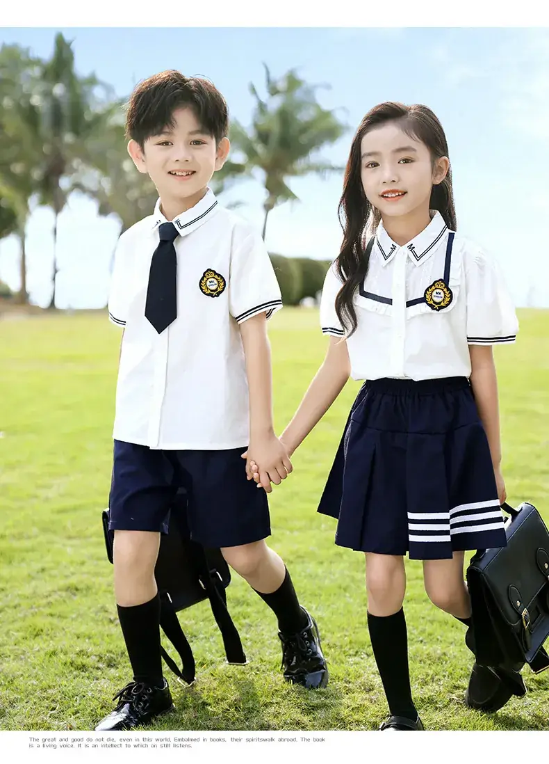 Kids School Uniform Set British Style Boys Girls Summer Class — feature 13
