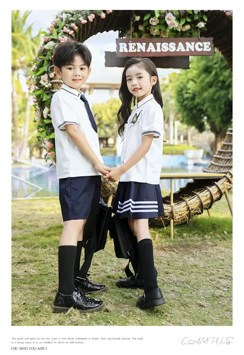 Kids School Uniform Set British Style Boys Girls Summer Class — feature 7
