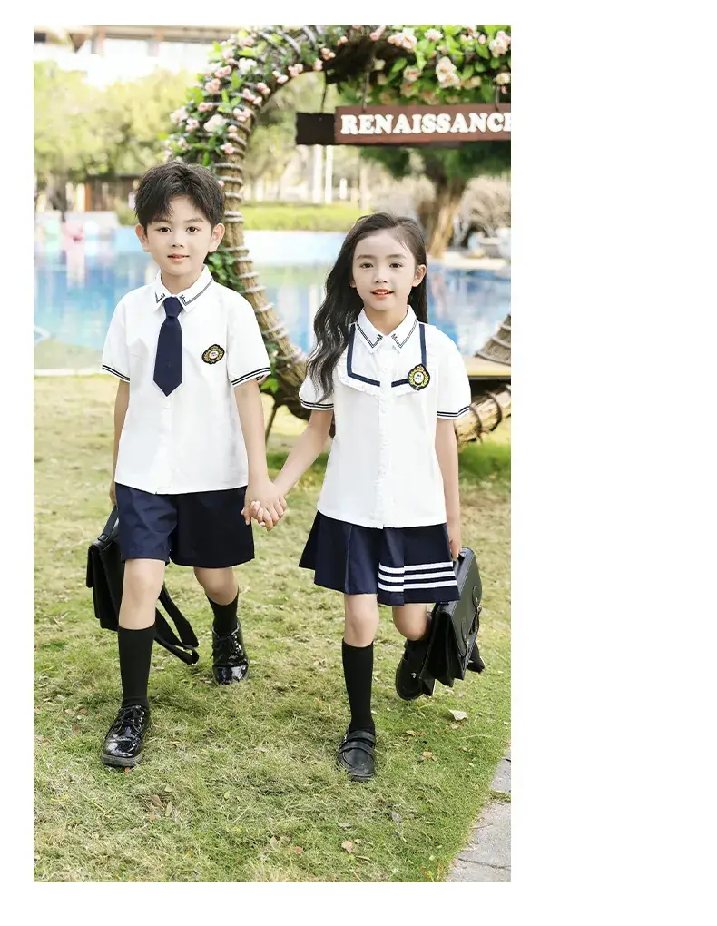 Kids School Uniform Set British Style Boys Girls Summer Class — feature 8
