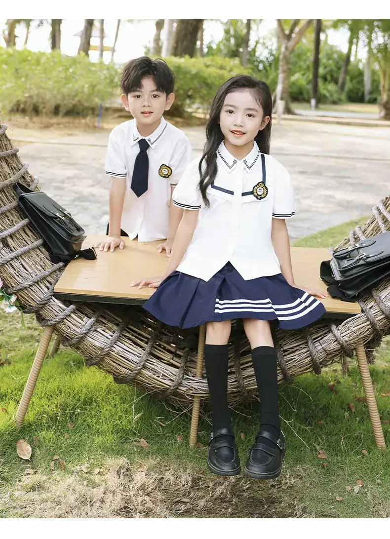 Kids School Uniform Set British Style Boys Girls Summer Class — feature 9