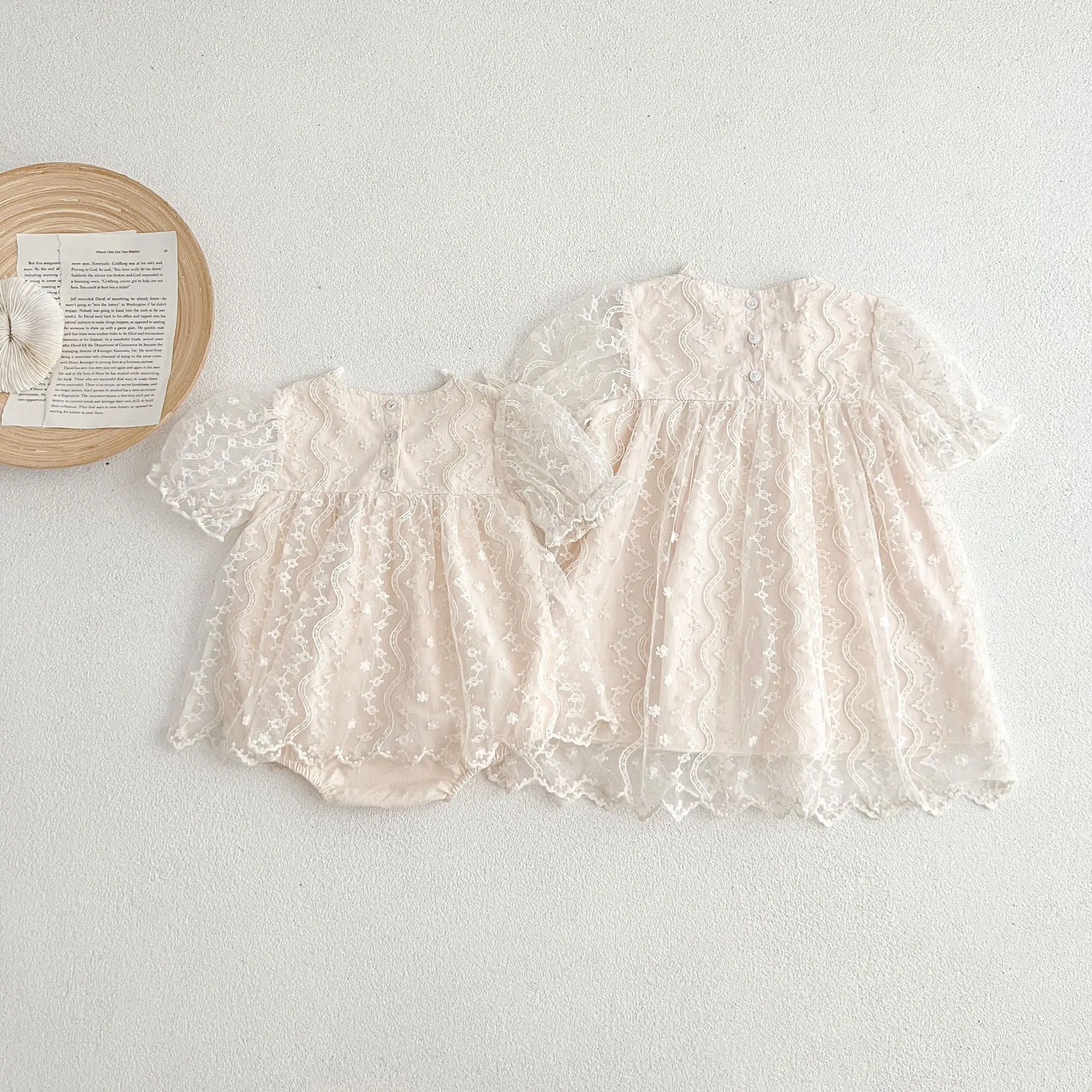 Summer Lace Short Sleeves Infant Girl Harem Set — feature 13