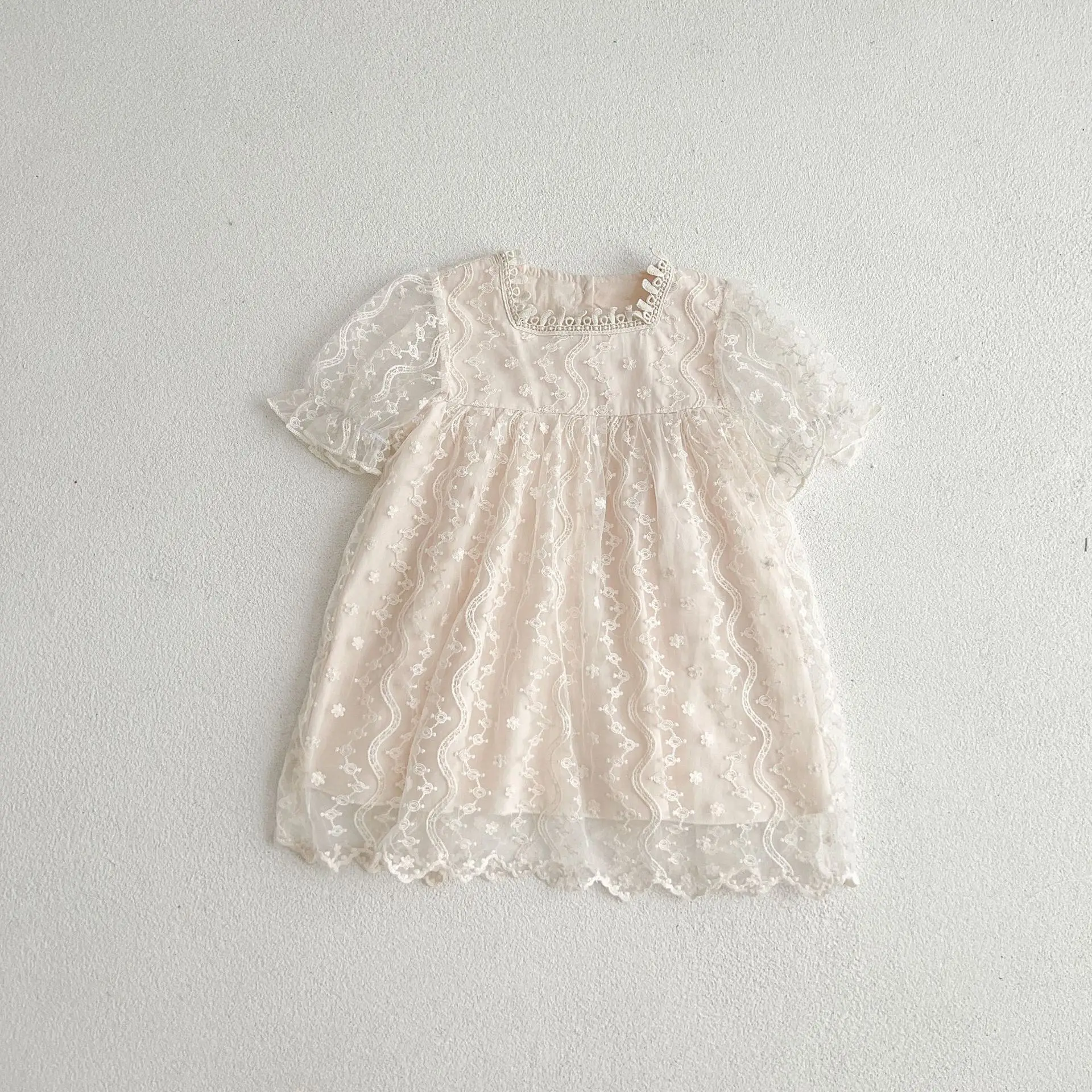 Summer Lace Short Sleeves Infant Girl Harem Set — feature 14