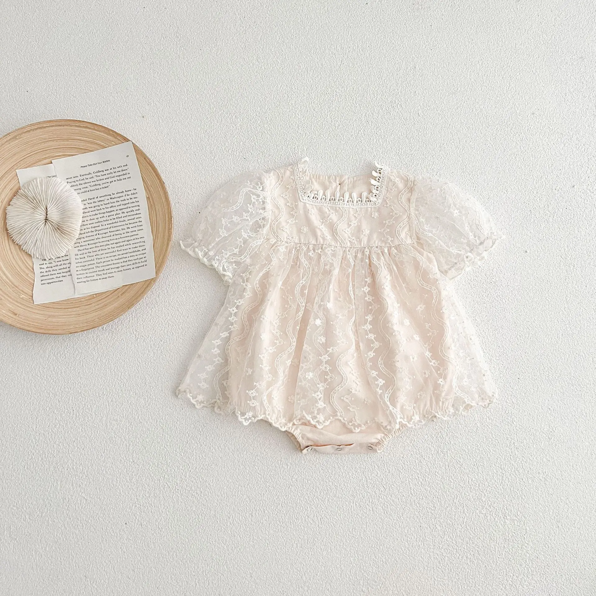 Summer Lace Short Sleeves Infant Girl Harem Set — feature 15
