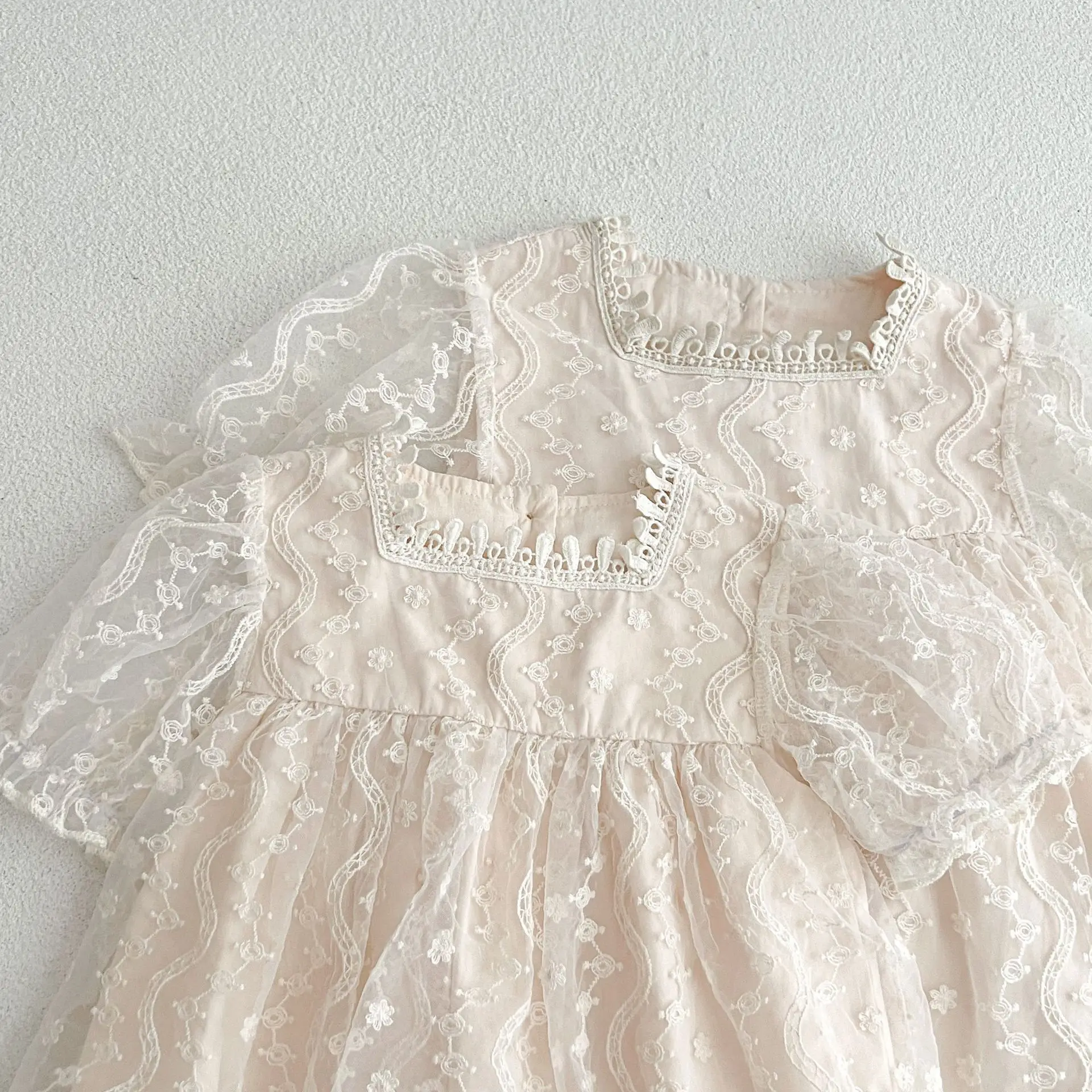 Summer Lace Short Sleeves Infant Girl Harem Set — feature 17