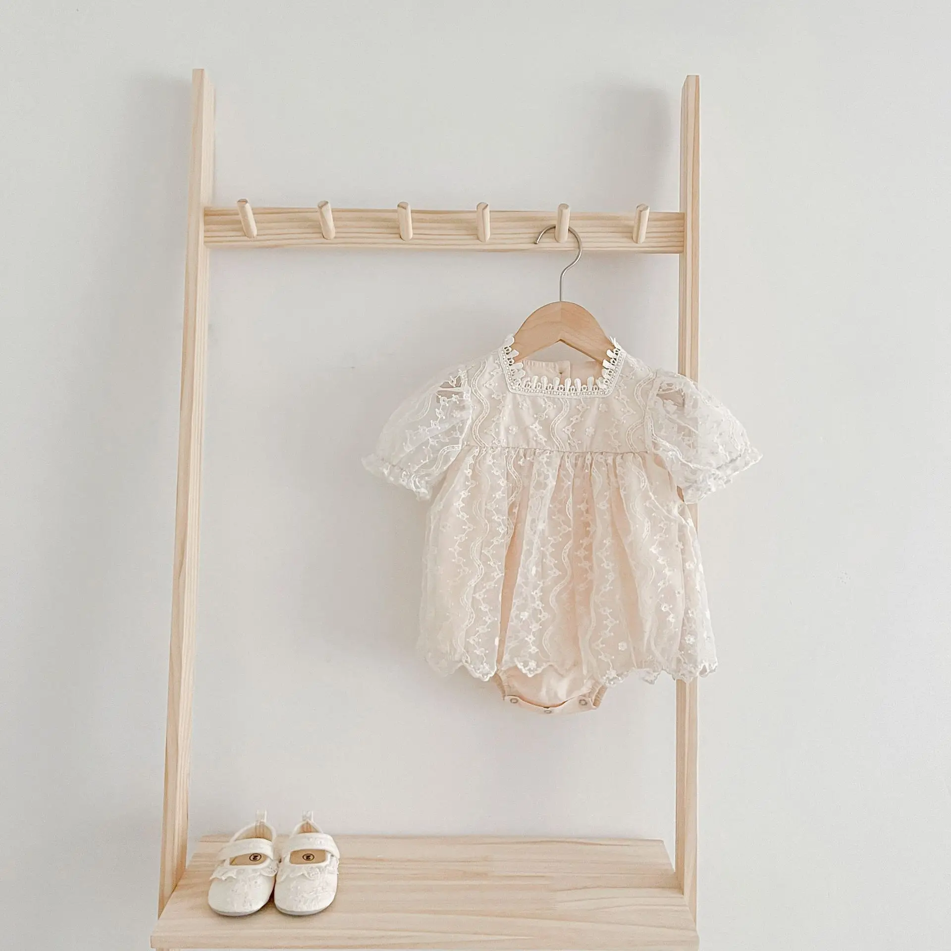 Summer Lace Short Sleeves Infant Girl Harem Set — feature 4