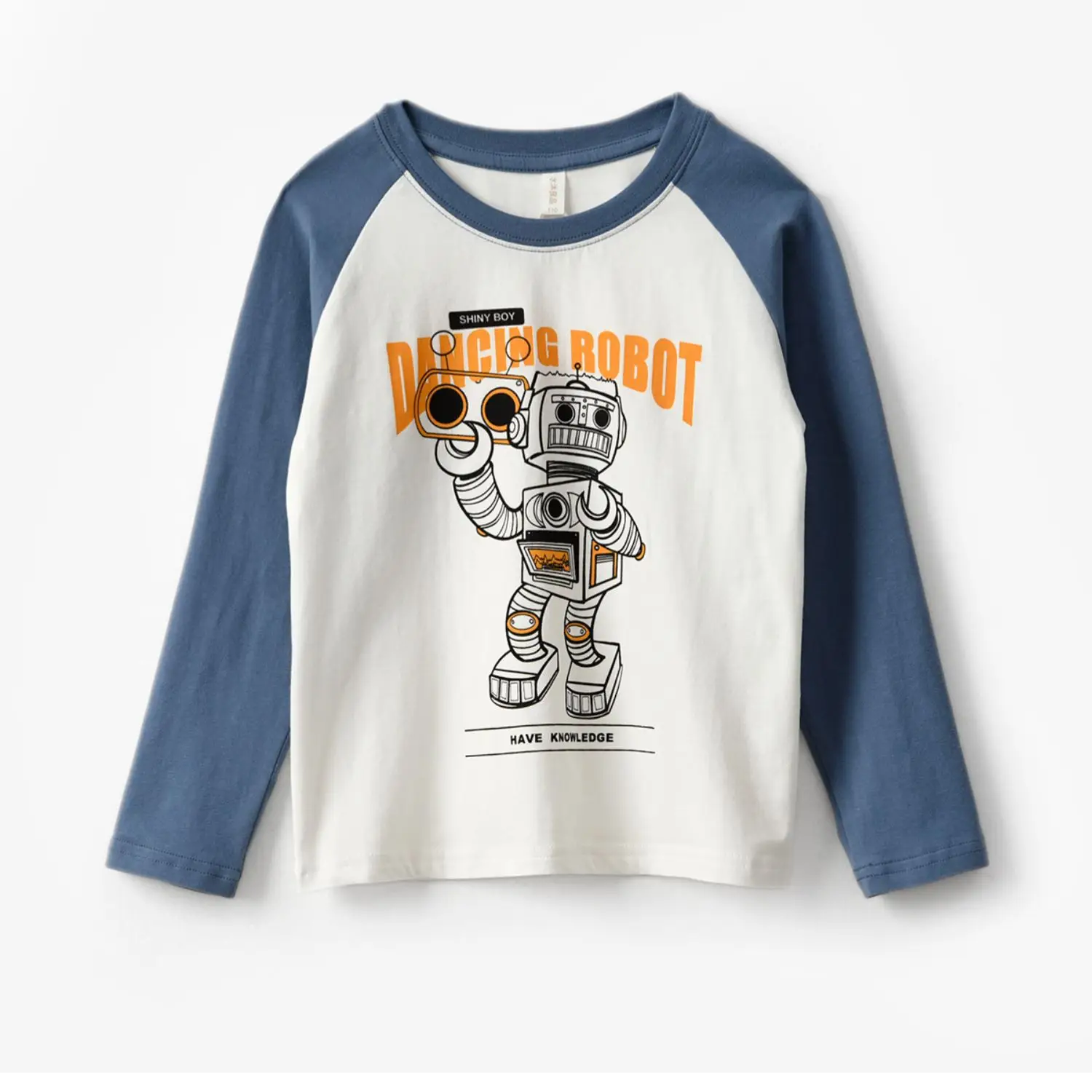 Children Raglan Long Sleeve T-Shirt White Black Large — feature 10