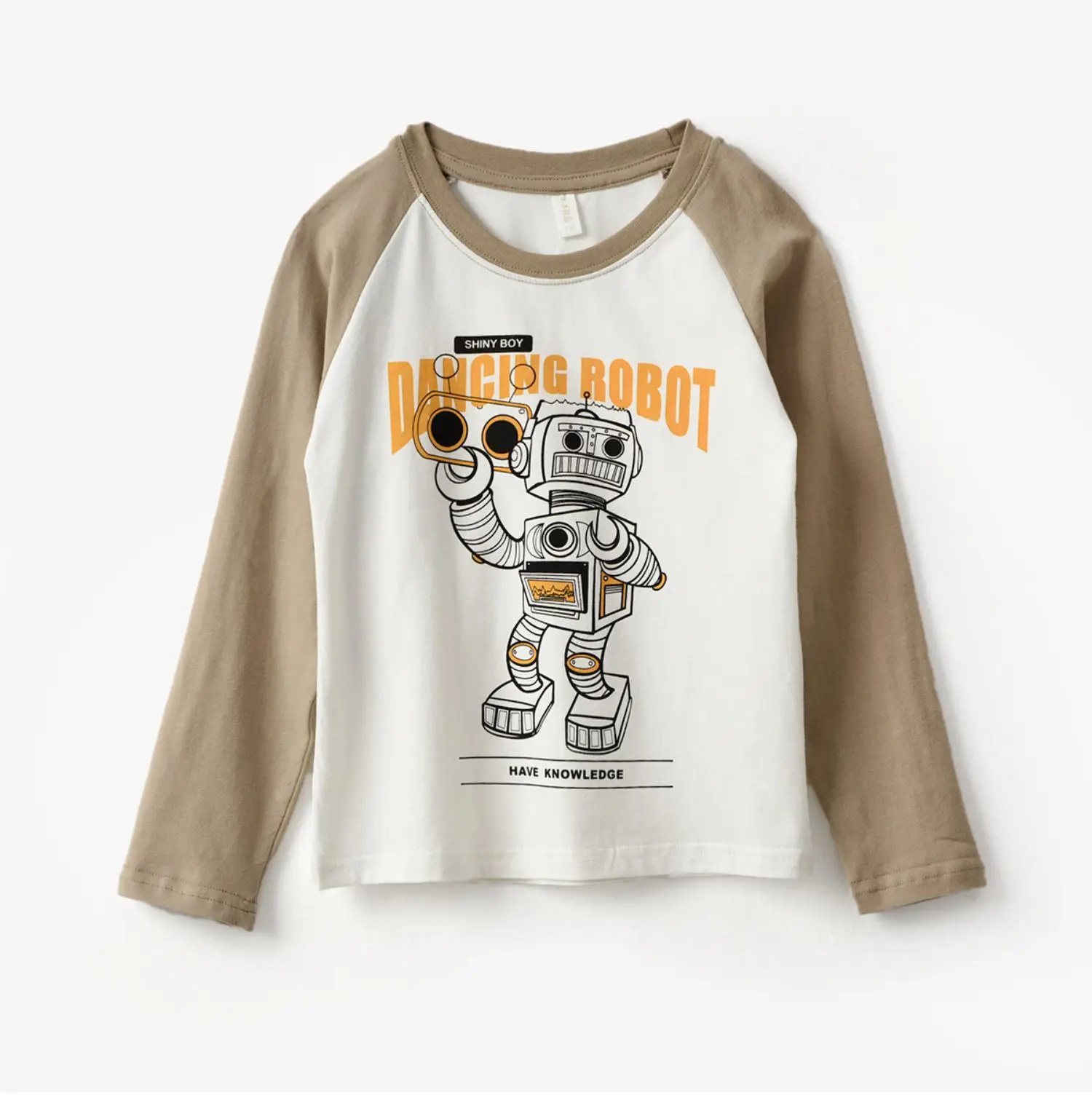 Children Raglan Long Sleeve T-Shirt White Black Large — feature 11