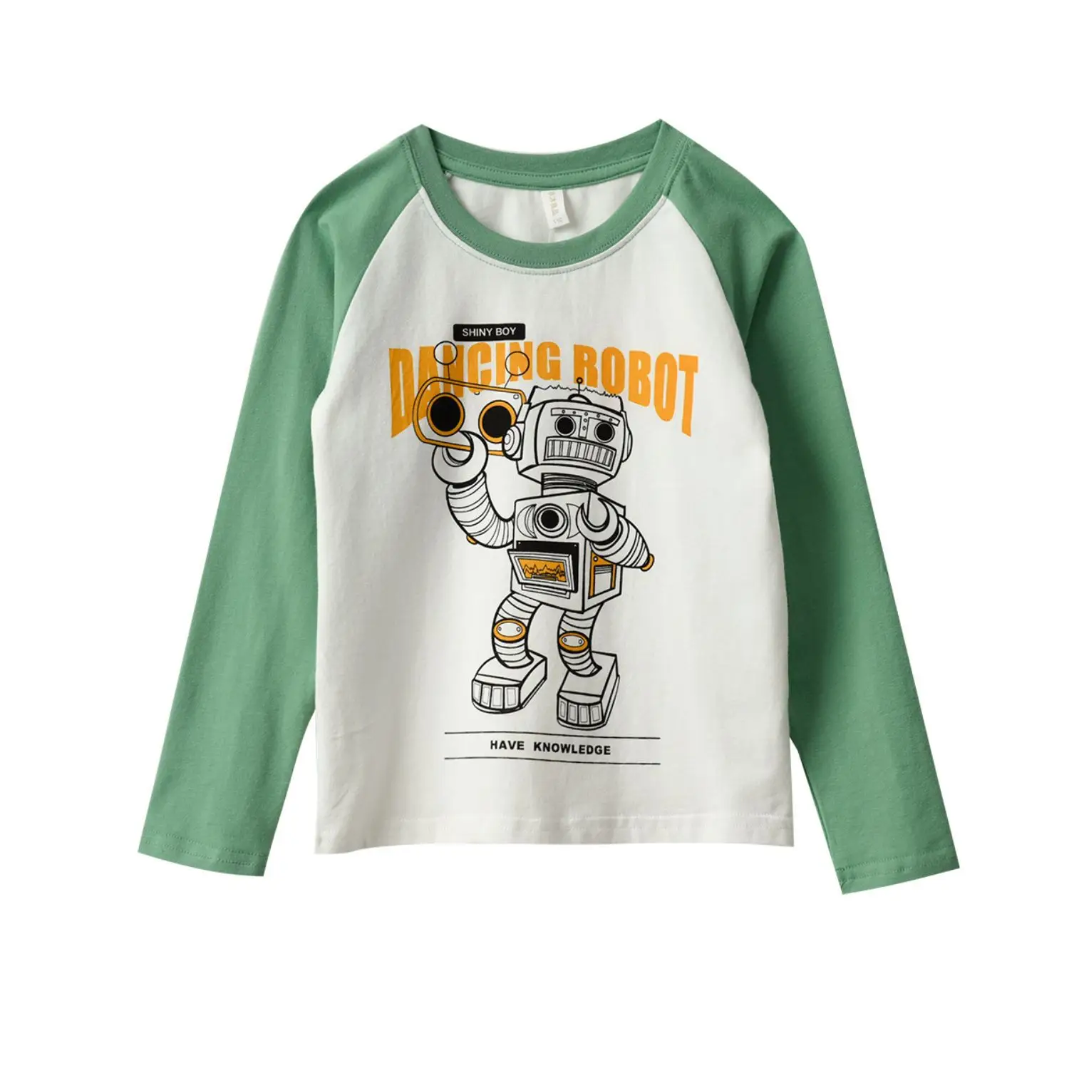 Children Raglan Long Sleeve T-Shirt White Black Large — feature 12