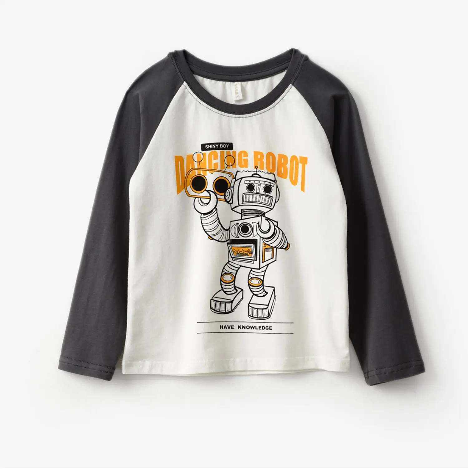 Children Raglan Long Sleeve T-Shirt White Black Large — feature 13