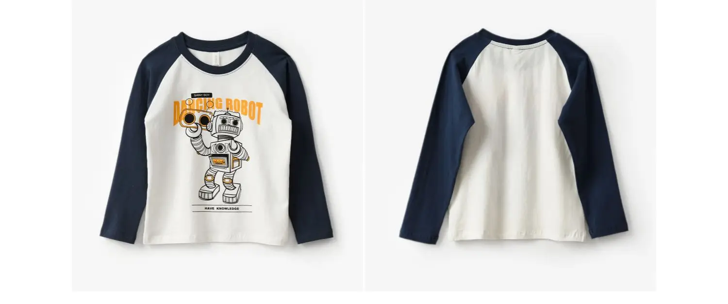 Children Raglan Long Sleeve T-Shirt White Black Large — feature 5
