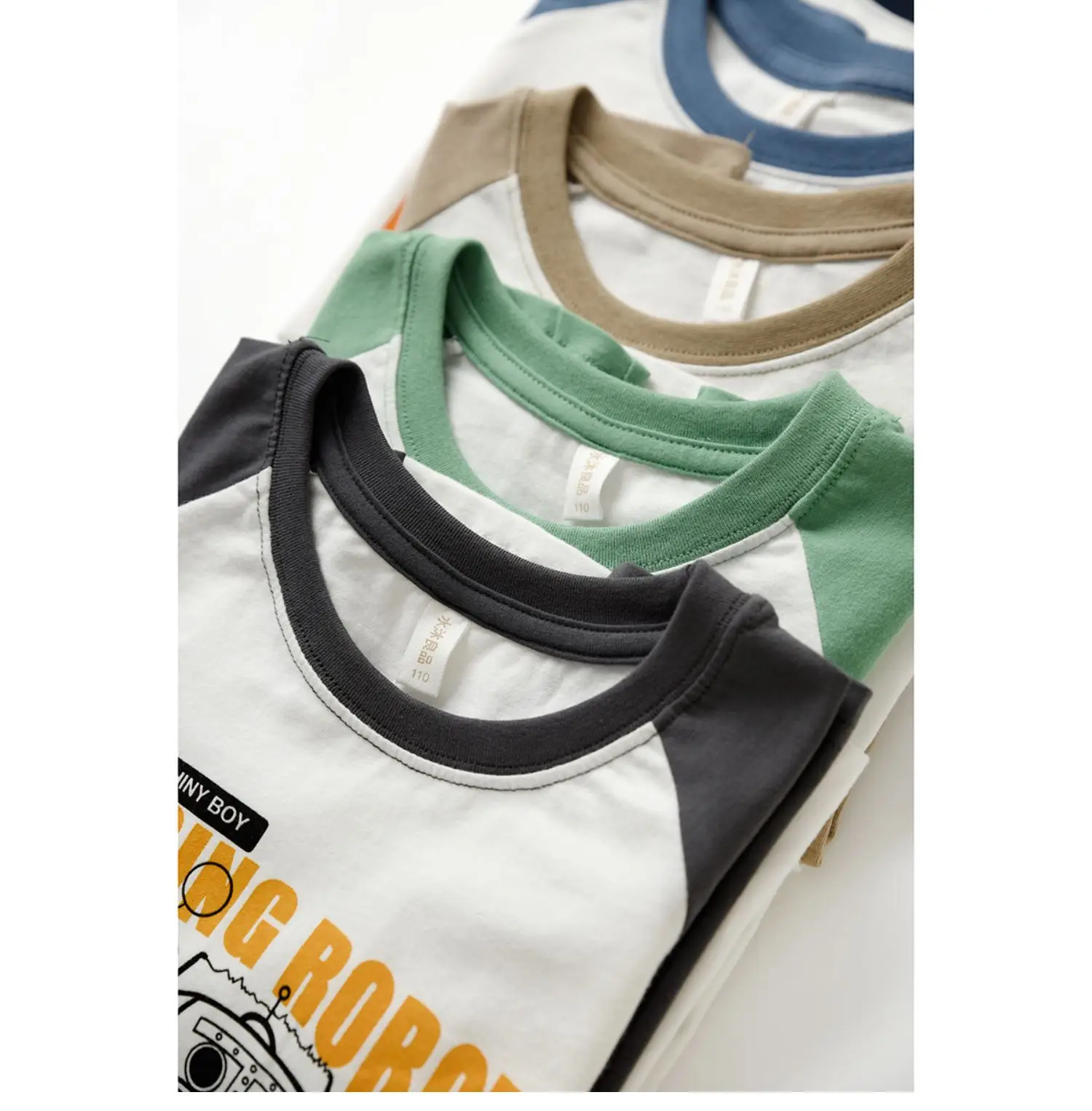 Children Raglan Long Sleeve T-Shirt White Black Large — feature 6