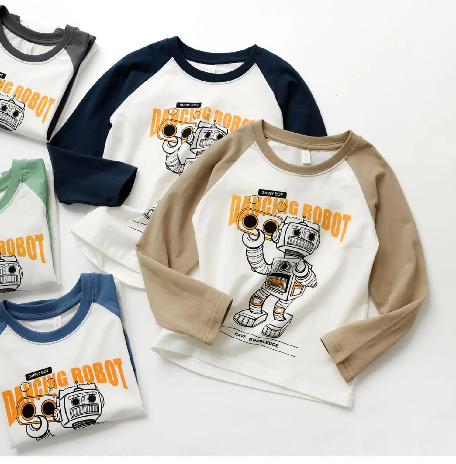 Children Raglan Long Sleeve T-Shirt White Black Large — feature 7