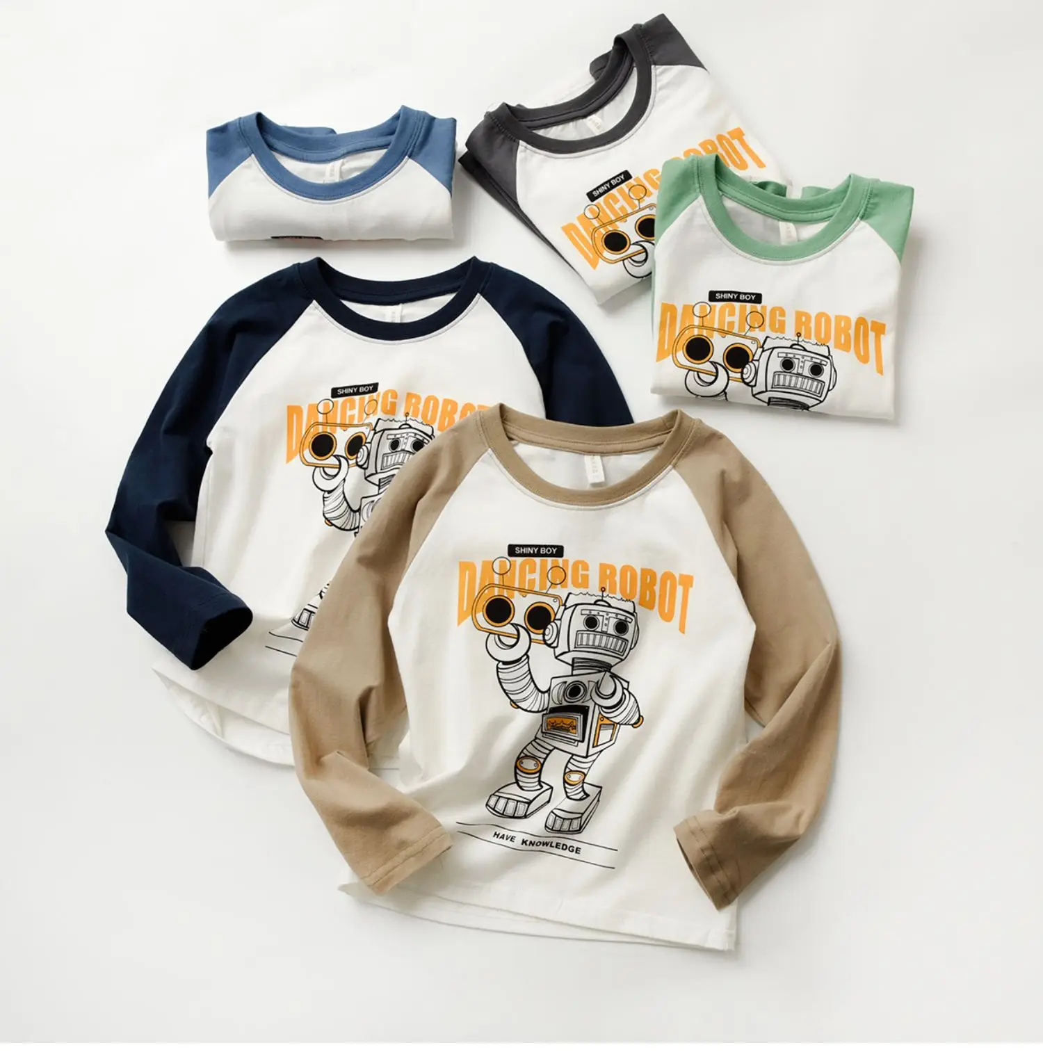 Children Raglan Long Sleeve T-Shirt White Black Large — feature 9