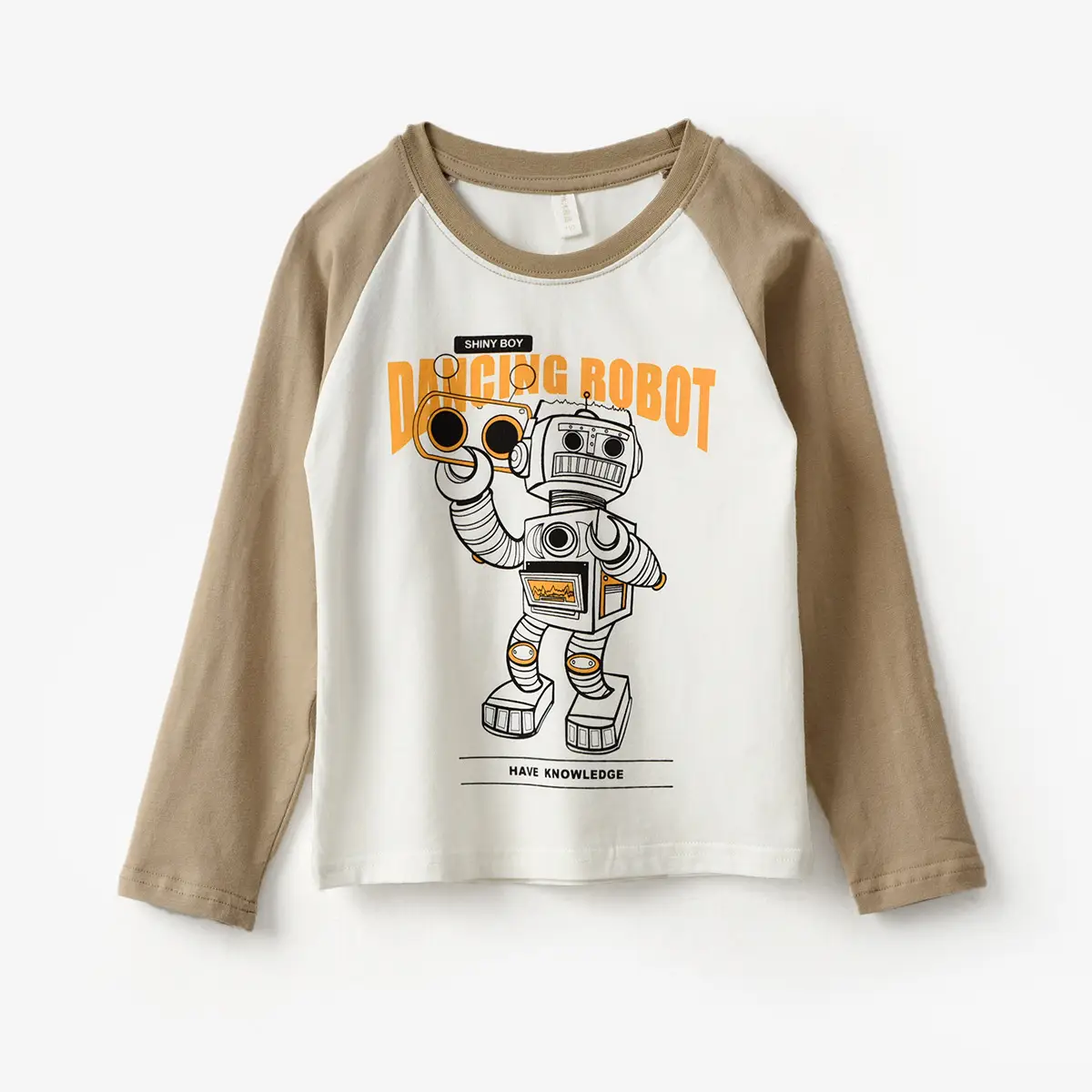 Children Raglan Long Sleeve T-Shirt White Black Large