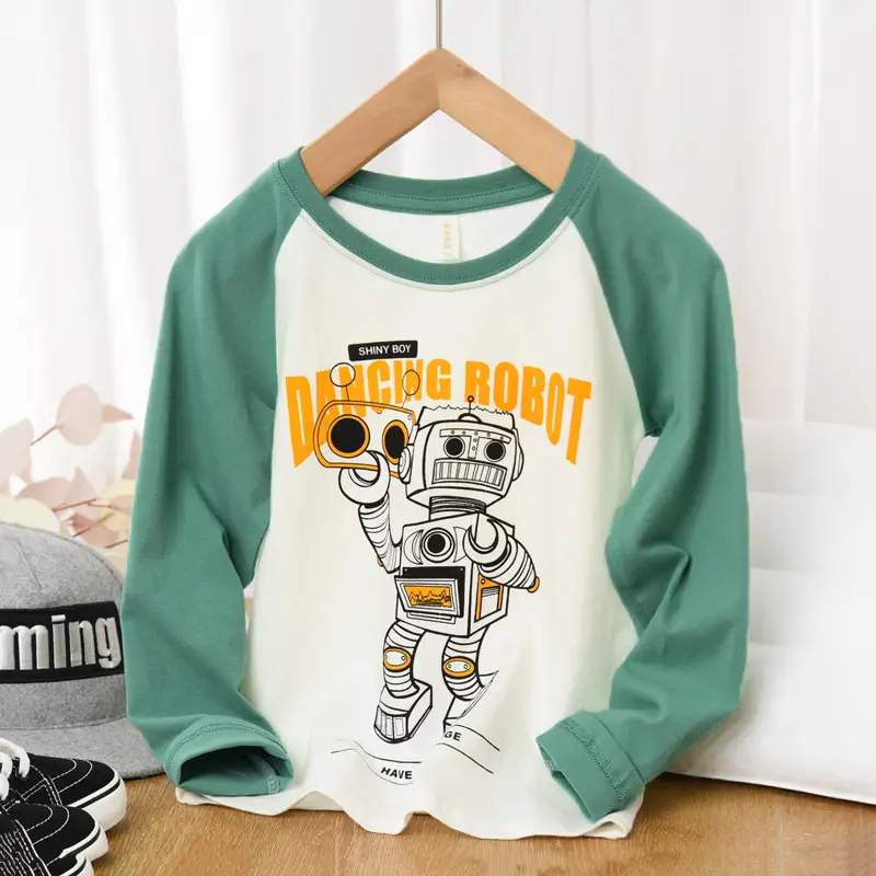 Children Raglan Long Sleeve T-Shirt White Black Large