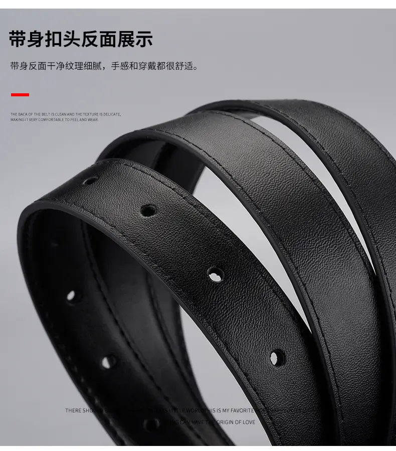 Women's Black Leather Belt with Gold Buckle — feature 16