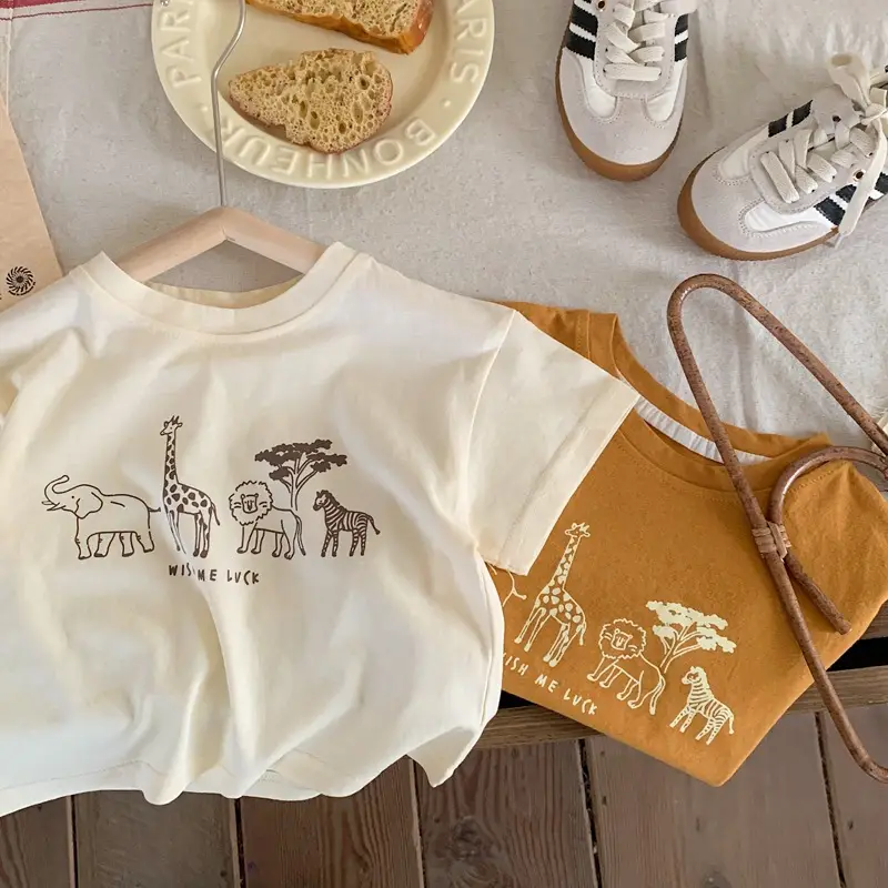 Kids Cartoon T-Shirt White 2025 Summer