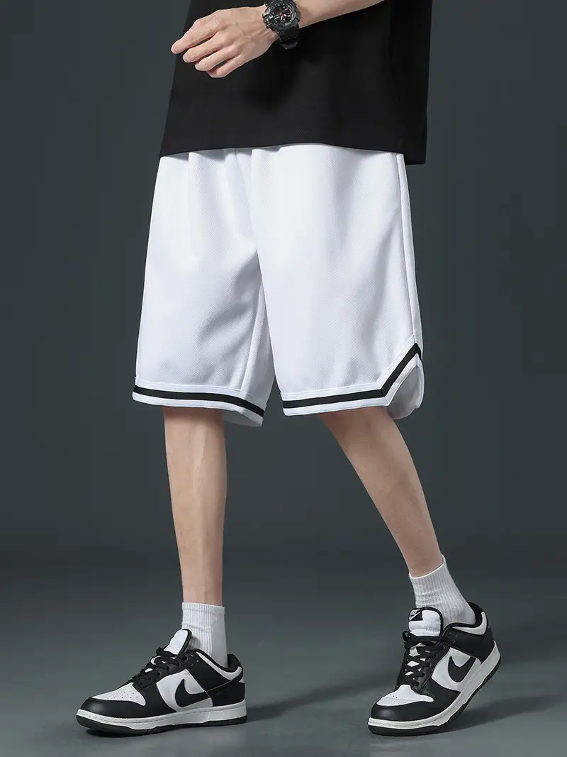 Men's Black Basketball Shorts with White Trim - Image 9