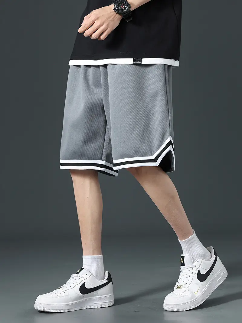 Men's Black Basketball Shorts with White Trim - Image 11