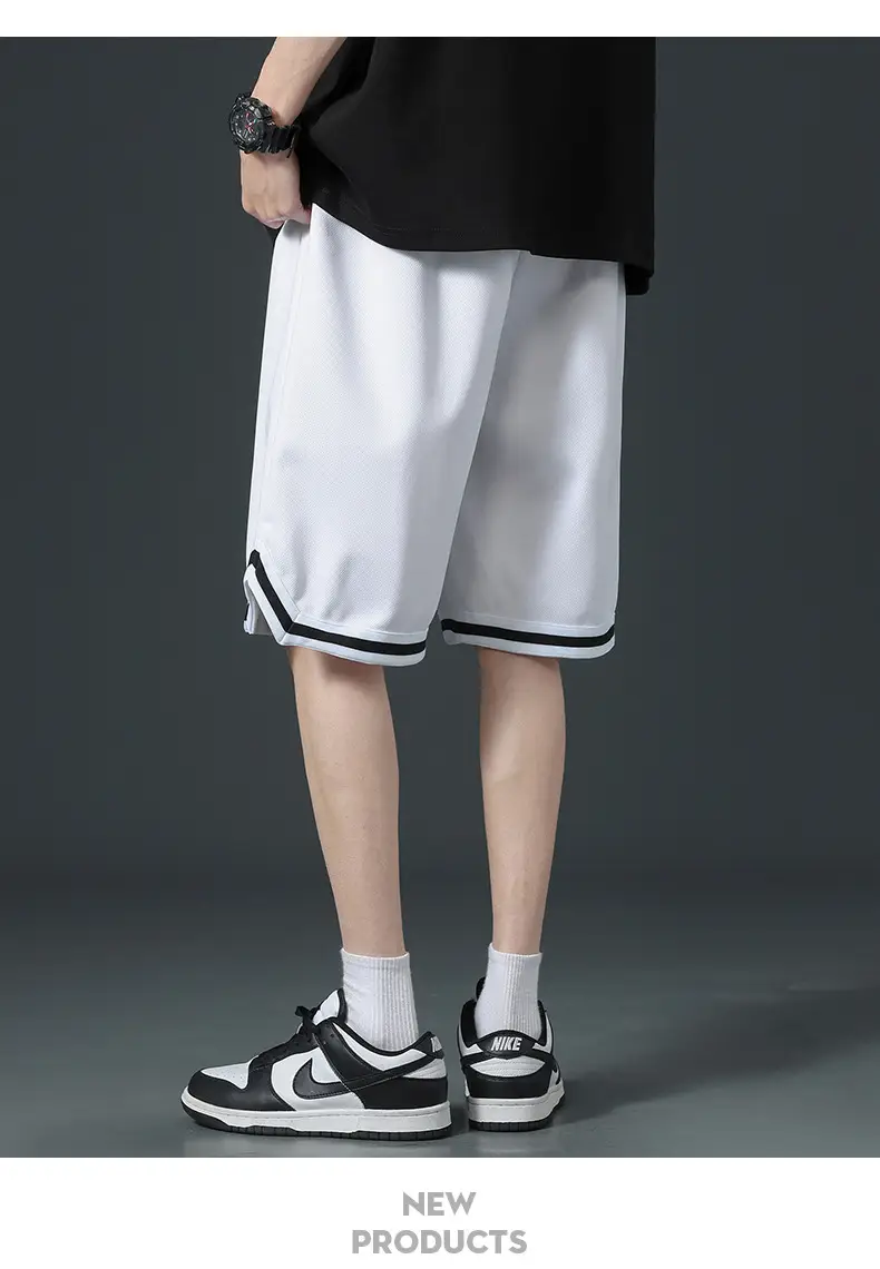 Men's Black Basketball Shorts with White Trim — feature 16