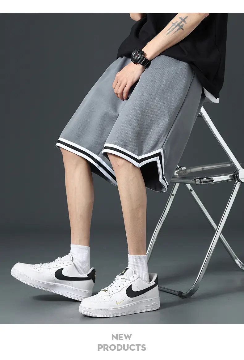 Men's Black Basketball Shorts with White Trim — feature 19