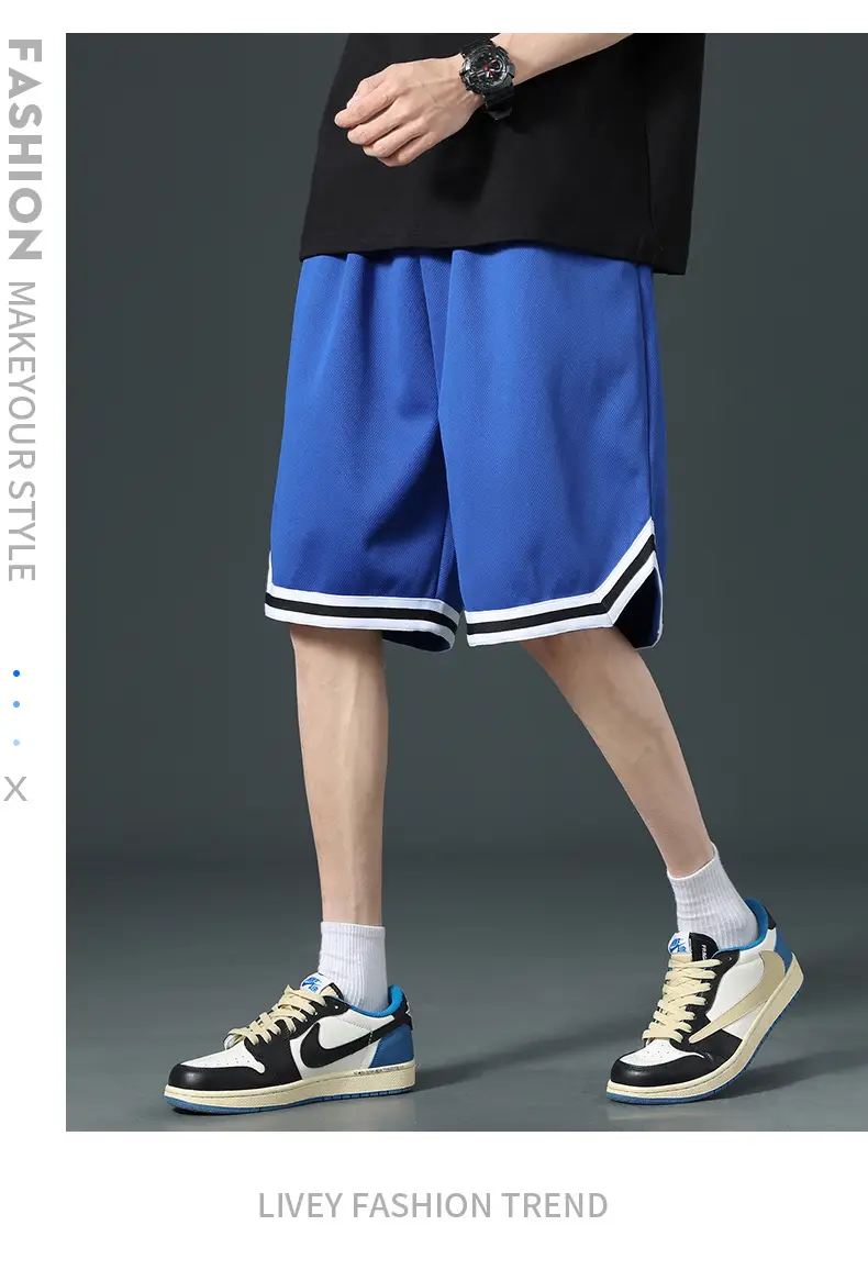 Men's Black Basketball Shorts with White Trim — feature 21