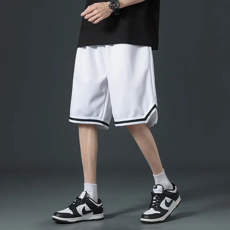 Men's Black Basketball Shorts with White Trim - Image 2