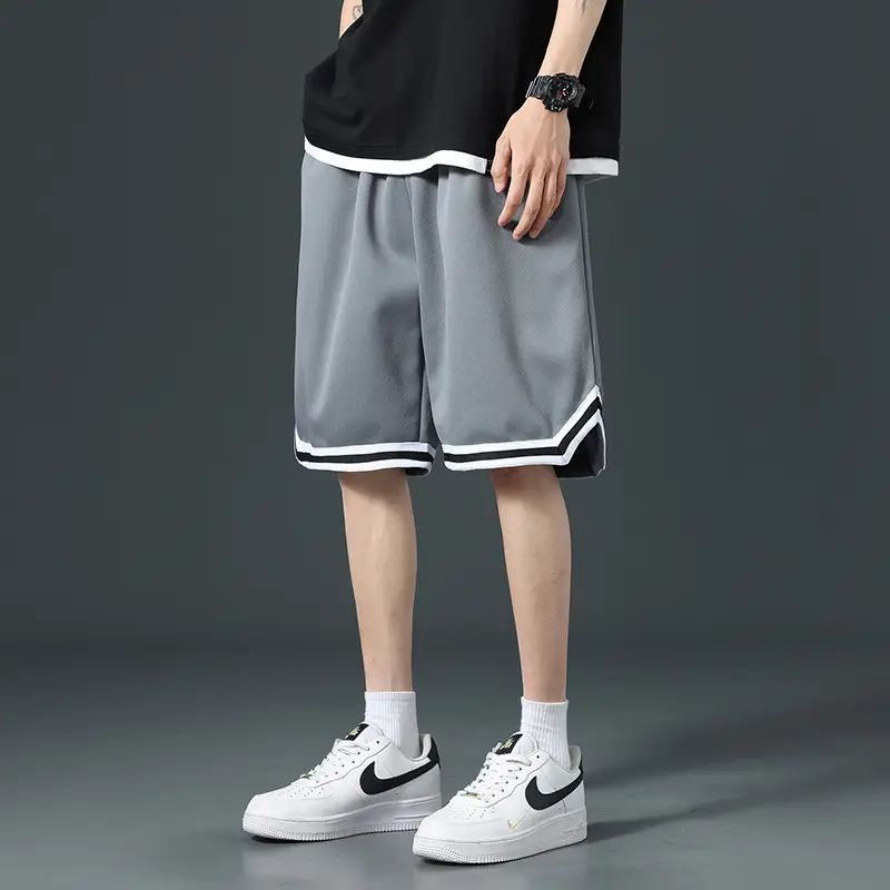 Men's Black Basketball Shorts with White Trim - Image 3