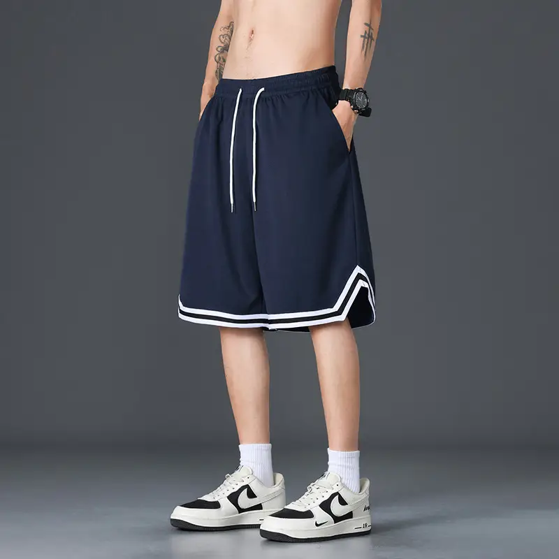 Men's Black Basketball Shorts with White Trim - Image 6