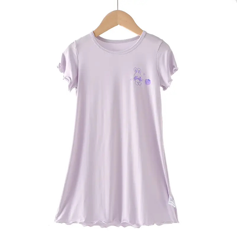 Strict Selection of Girls' Nightgown 60 Modal Summer Children's Treasure Short-sleeved Home Clothes Princess Style Children's Pajamas