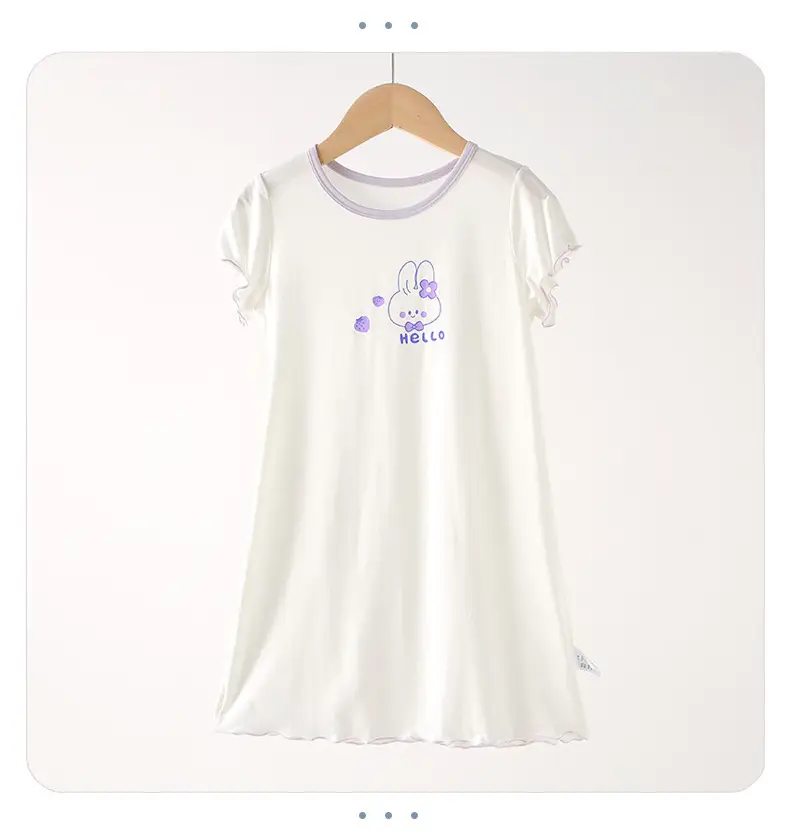 Strict Selection of Girls' Nightgown 60 Modal Summer Children's Treasure Short-sleeved Home Clothes Princess Style Children's Pajamas — feature 15