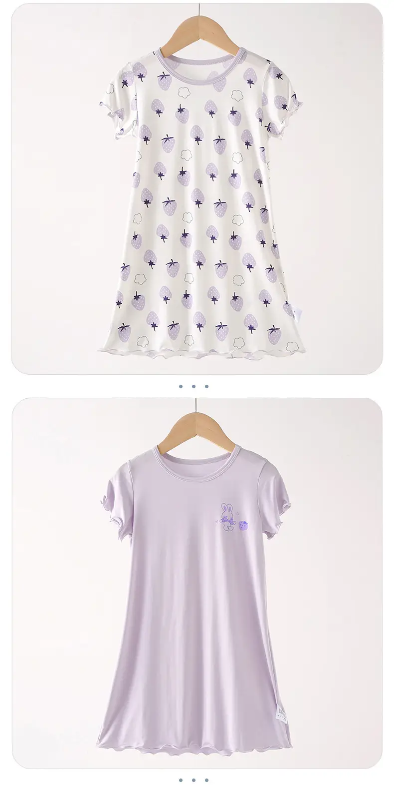 Strict Selection of Girls' Nightgown 60 Modal Summer Children's Treasure Short-sleeved Home Clothes Princess Style Children's Pajamas — feature 16