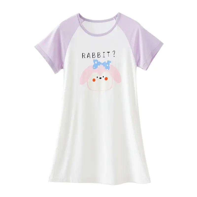 Strict Selection of Girls' Nightgown 60 Modal Summer Children's Treasure Short-sleeved Home Clothes Princess Style Children's Pajamas