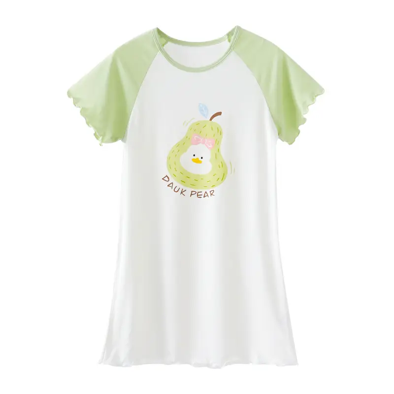 Strict Selection of Girls' Nightgown 60 Modal Summer Children's Treasure Short-sleeved Home Clothes Princess Style Children's Pajamas