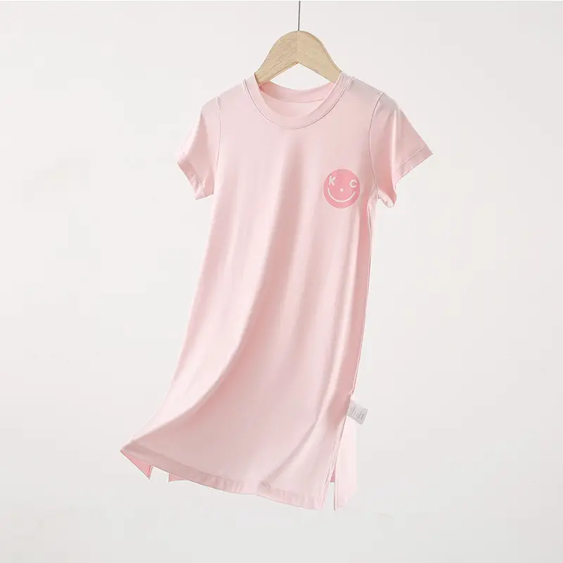 Strict Selection of Girls' Nightgown 60 Modal Summer Children's Treasure Short-sleeved Home Clothes Princess Style Children's Pajamas